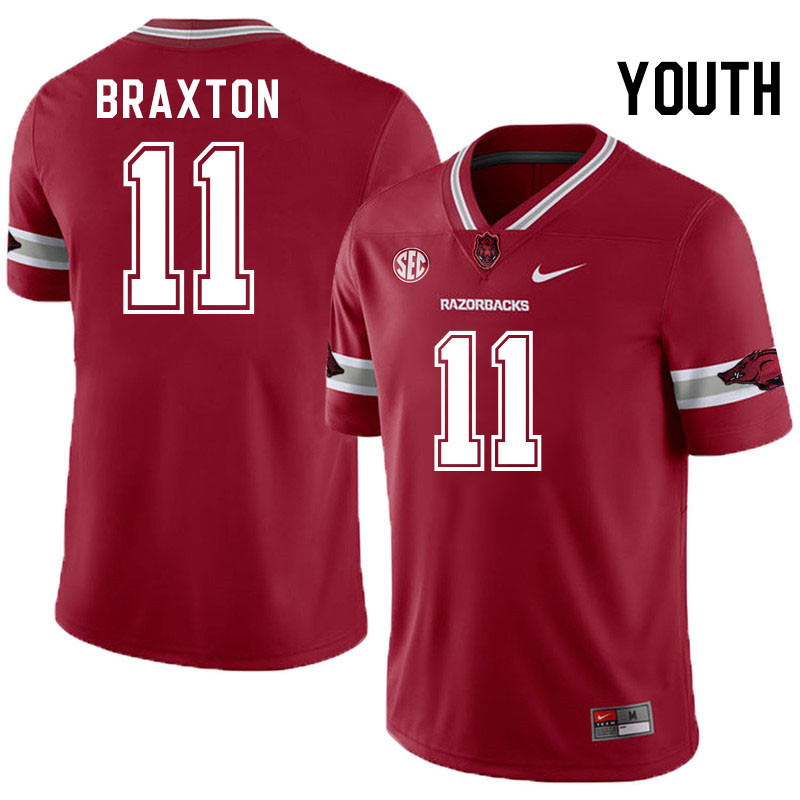 Youth #11 Jaylon Braxton Arkansas Razorbacks College Football Jerseys Stitched-Alternate Cardinal